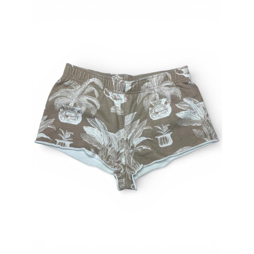 PacSun Tan Plant Pattern Sweat Mini Shorts Loungewear Soft Lightweight Small